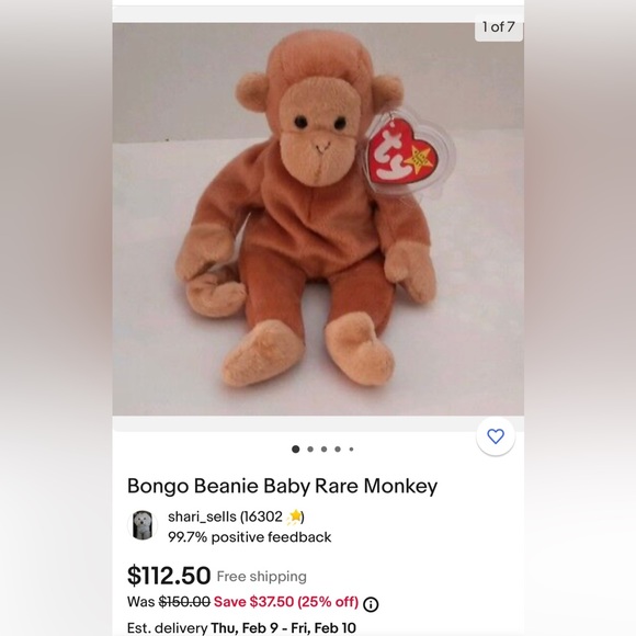 “BONGO” Beanie Original Baby - Picture 4 of 4